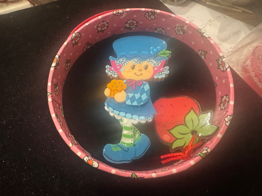 ERSTWILDER STRAWBERRY SHORTCAKE - BLUEBERRY MUFFIN-RESIN BROOCH