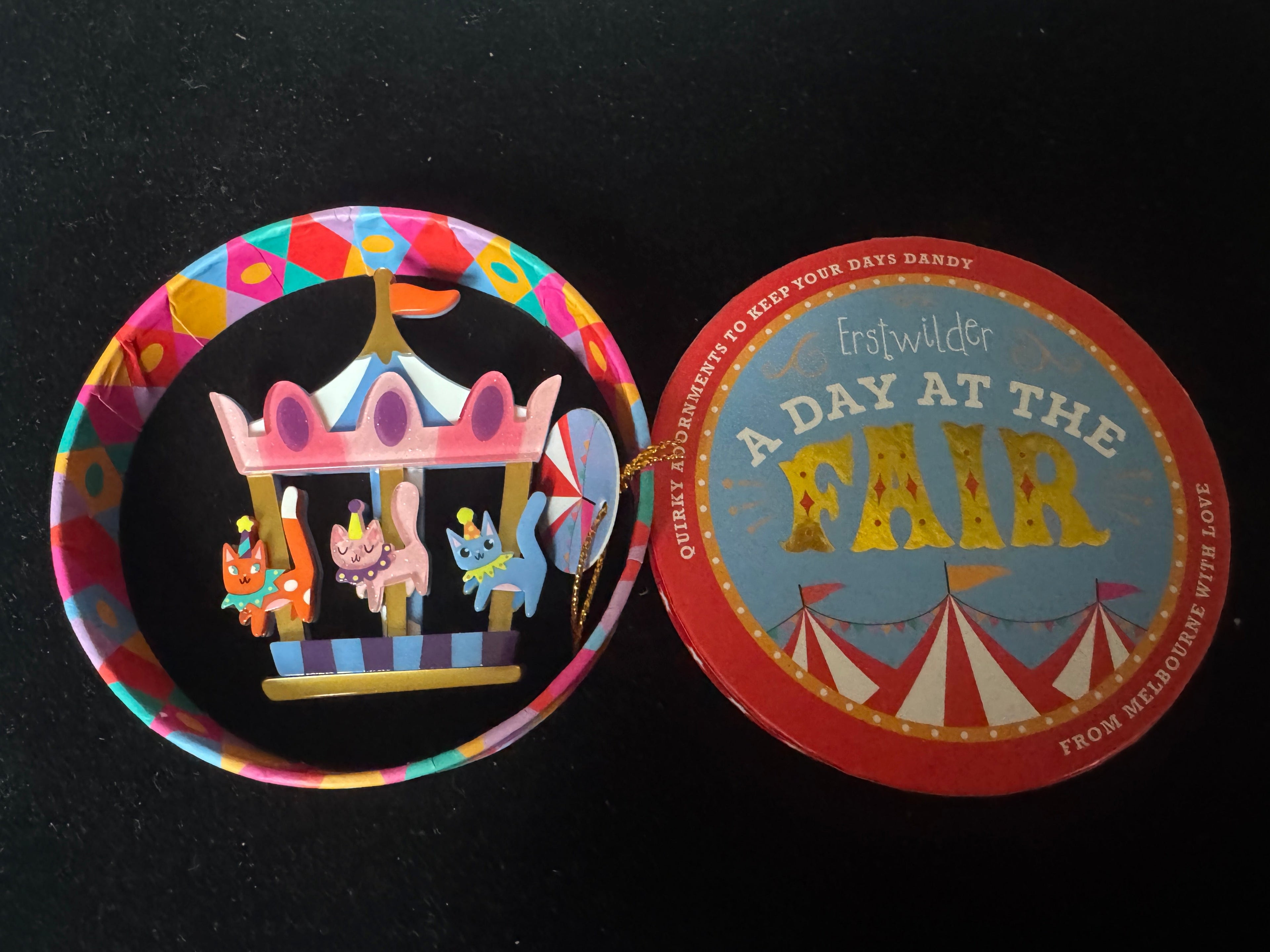 ERSTWILDER A DAY AT THE FAIR MEOWY GO-ROUND - Resin Brooch