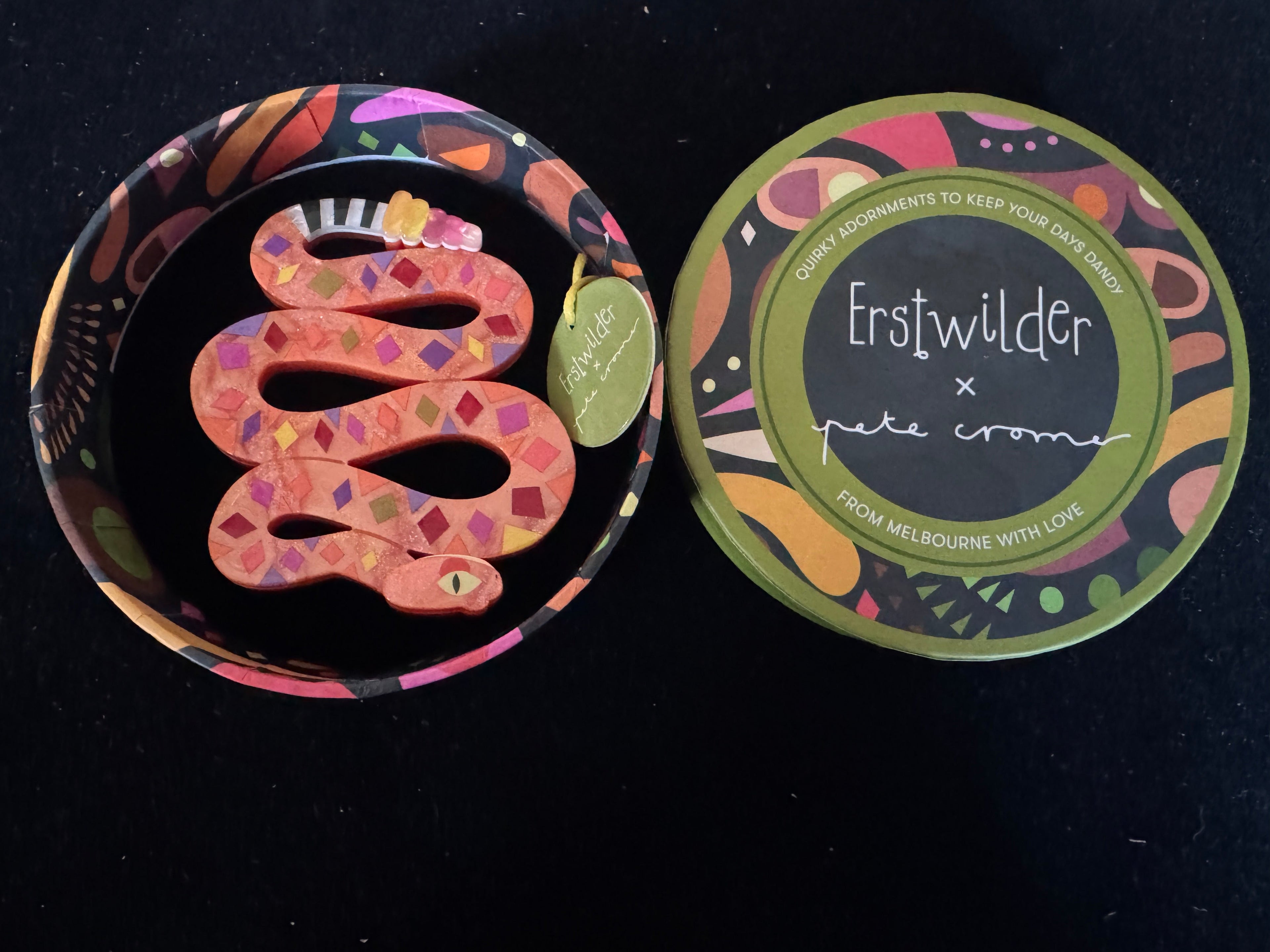 ERSTWILDER PETE CROMER COLLECTION THE ROWDY RATTLESNAKE - Resin Brooch