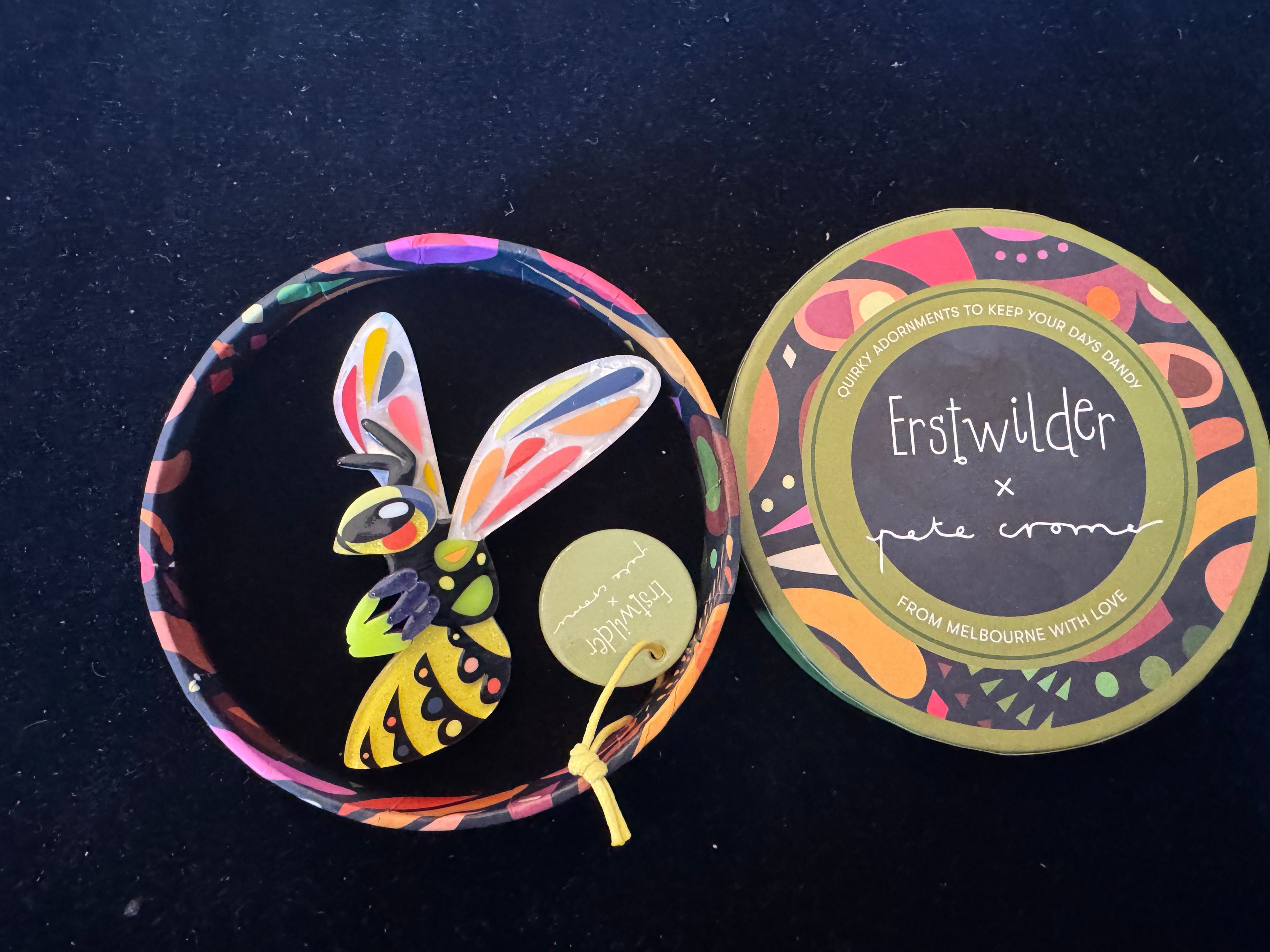 ERSTWILDER PETE CROMER AMERICAN THE YOUTHFUL YELLOWJACKET Resin Brooch