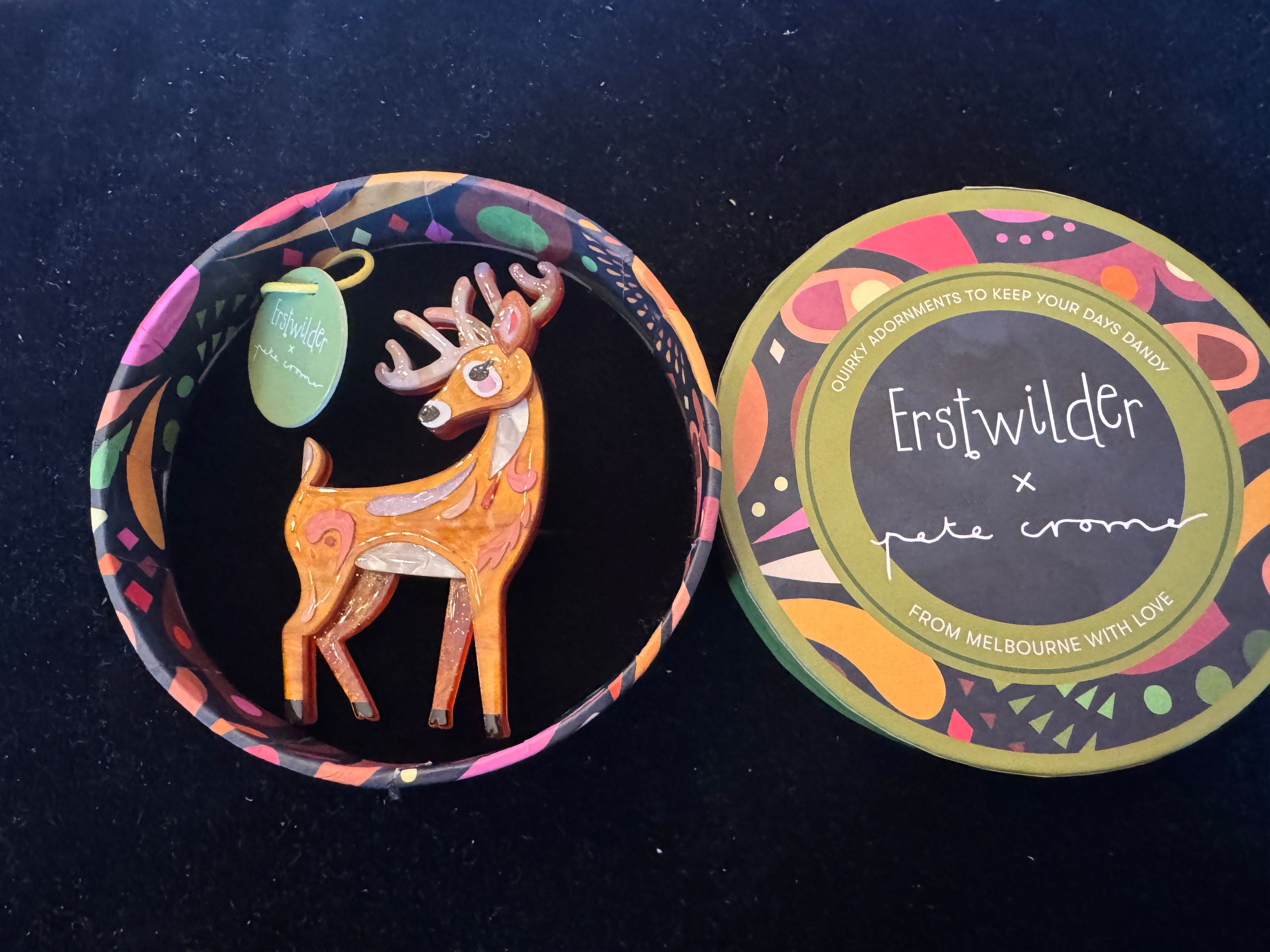 ERSTWILDER PETE CROMER AMERICAN COLLECTION THE DAINTY DEER - Resin Brooch