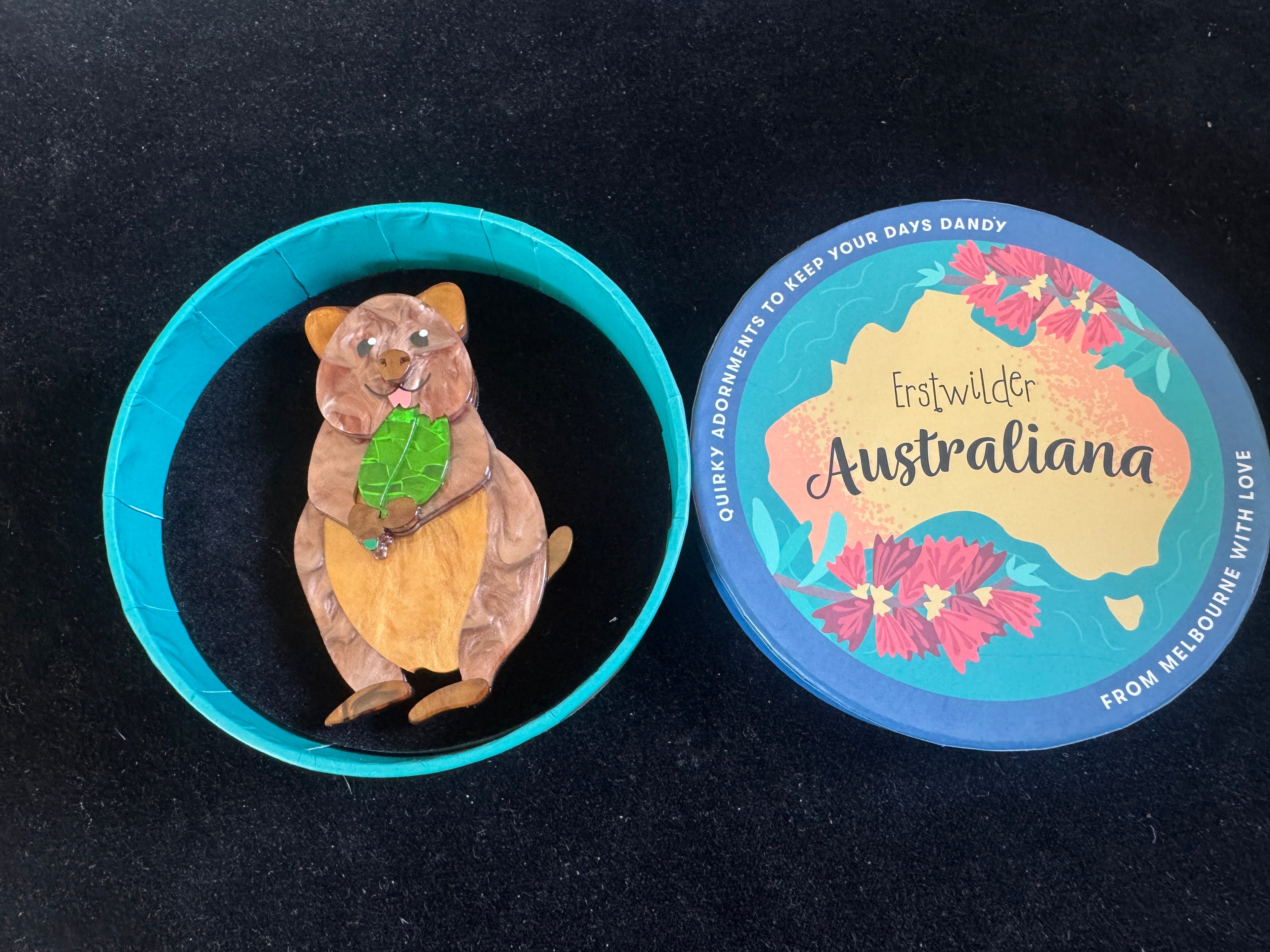 ERSTWILDER AUSTRALIANA COLLECTION QUINN THE QUOKKA - RESIN BROOCH
