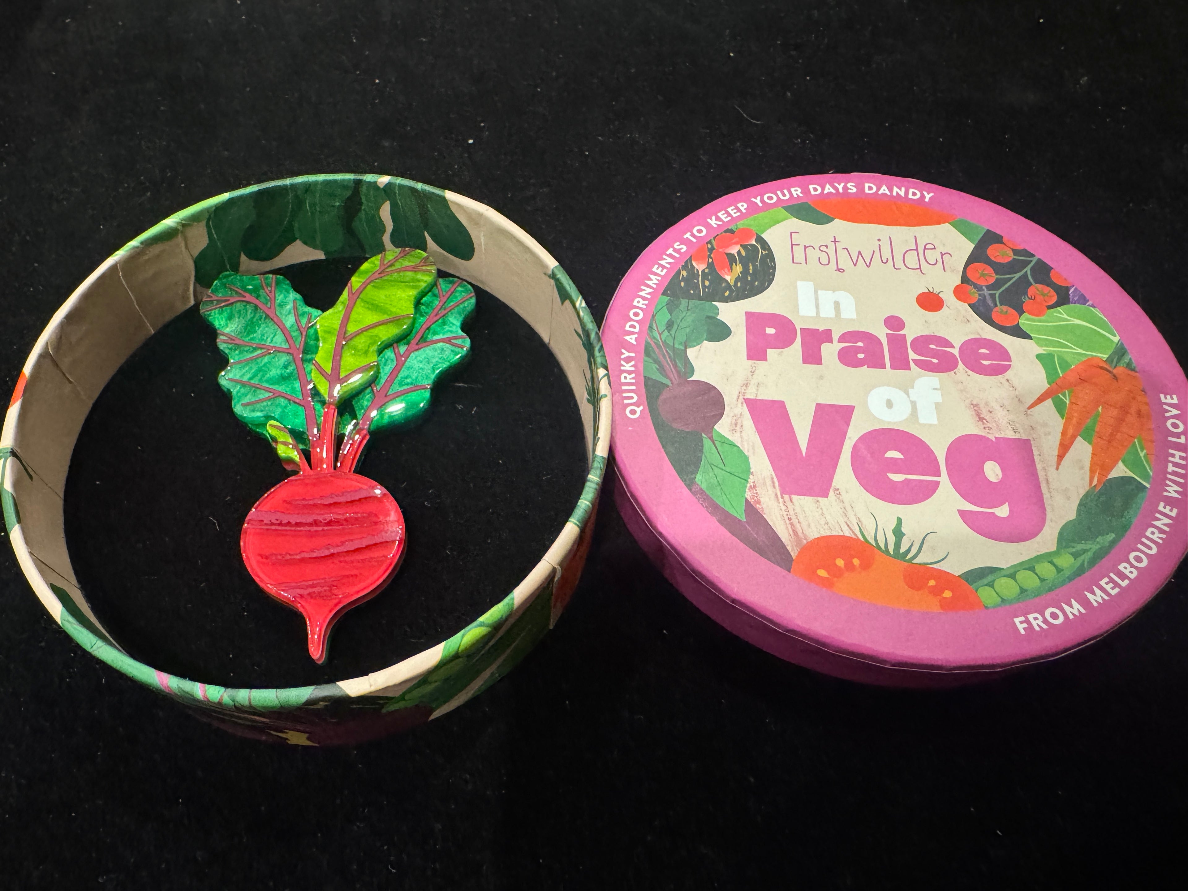 ERSTWILDER IN PRAISE OF VEG BEET THE ODDS - Resin Brooch
