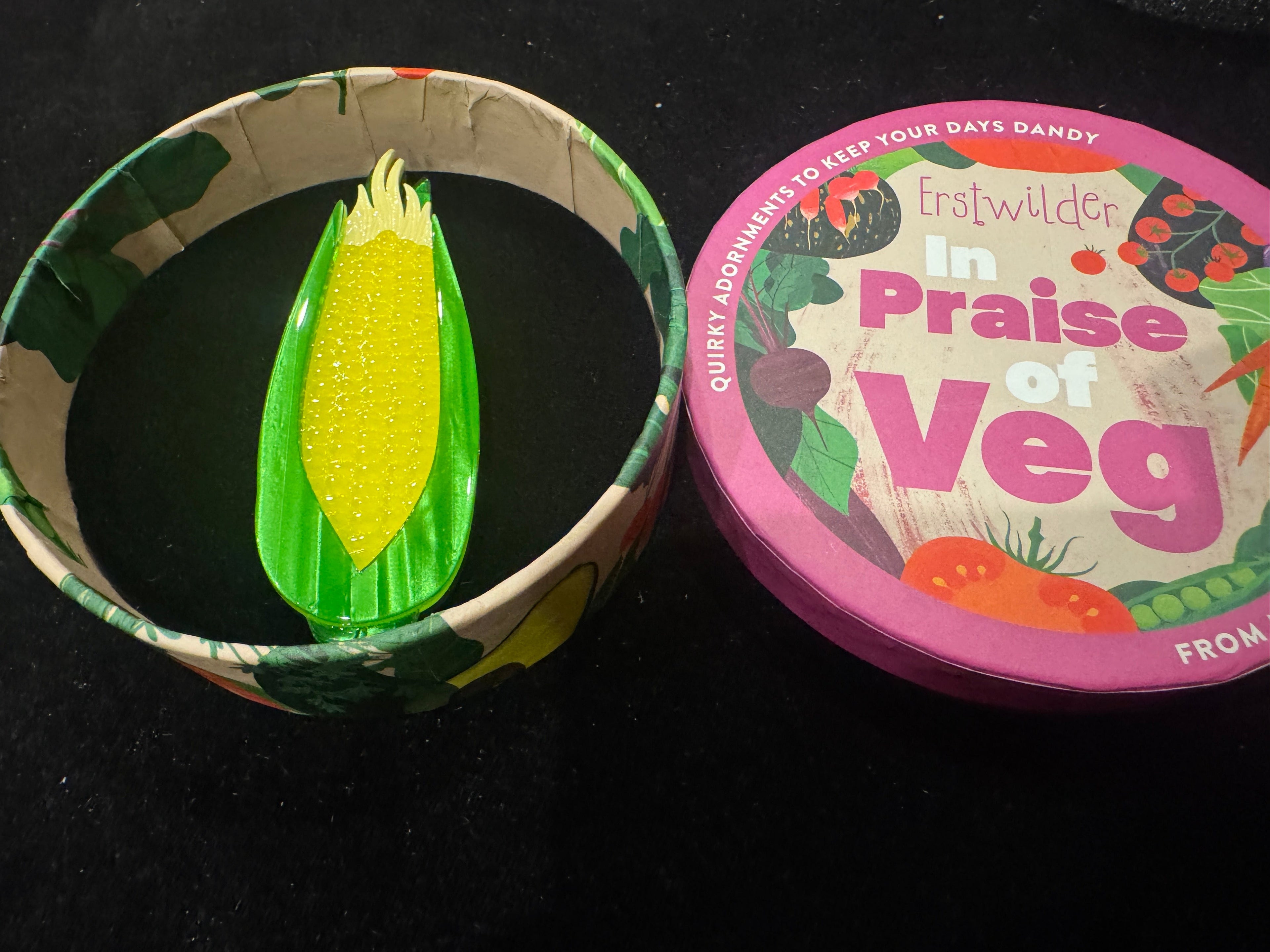 ERSTWILDER IN PRAISE OF VEG CORN TO BE WILD -Resin Brooch