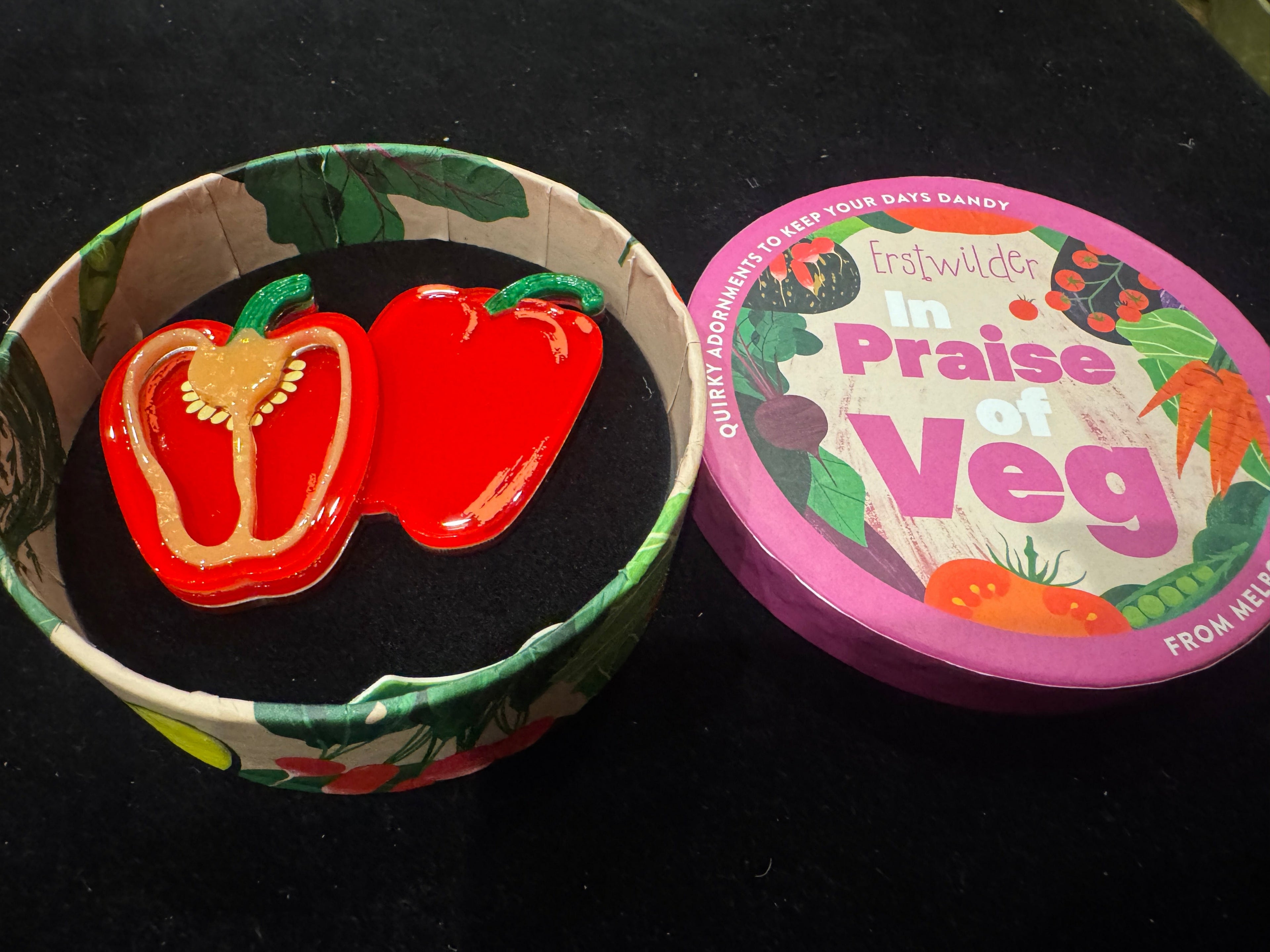 ERSTWILDER IN PRAISE OF VEG COLLECTION CAPSICUM CRUSH - Resin Brooch