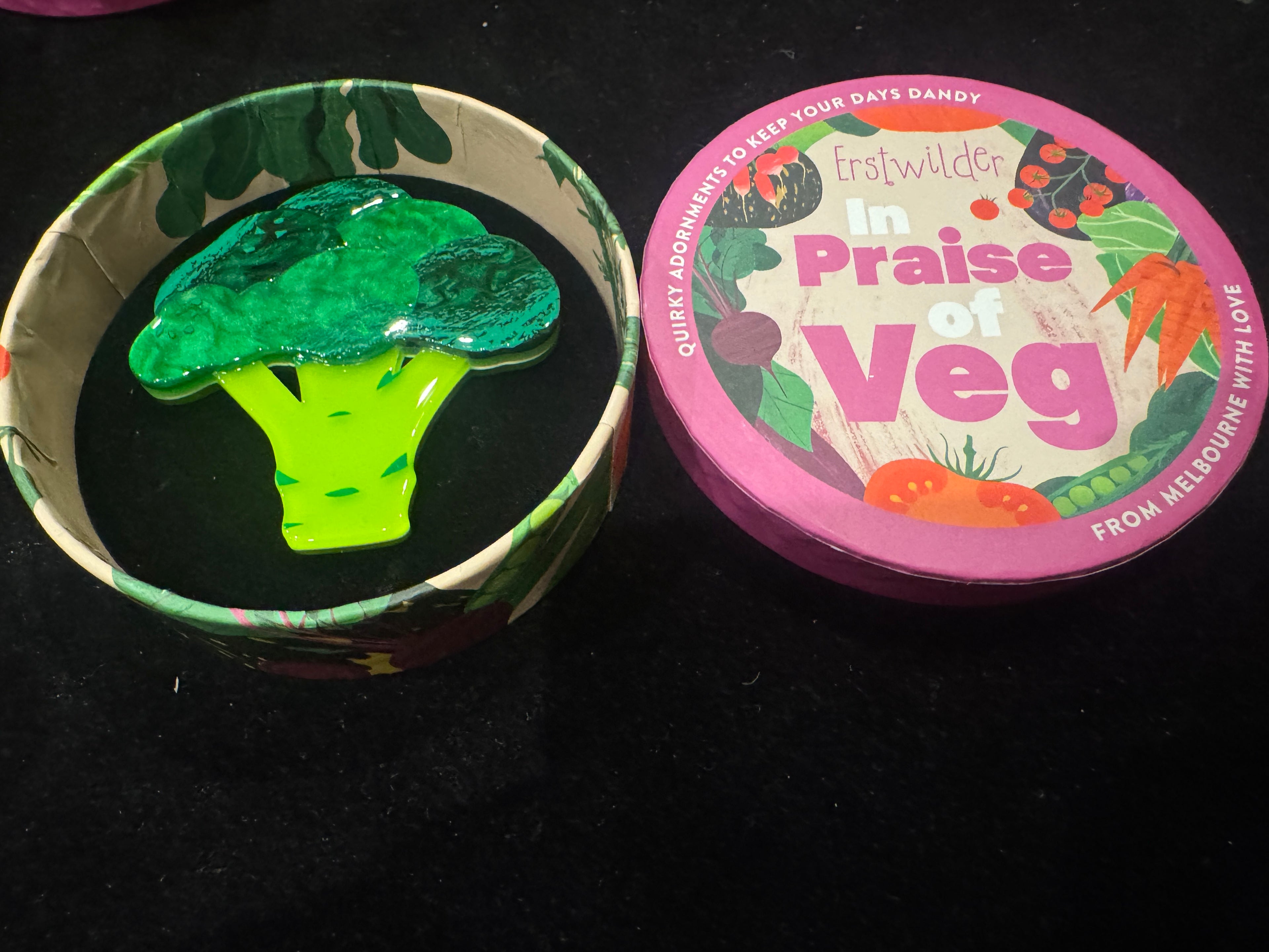ERSTWILDER IN PRAISE OF VEG BROCC STAR -Resin Brooch
