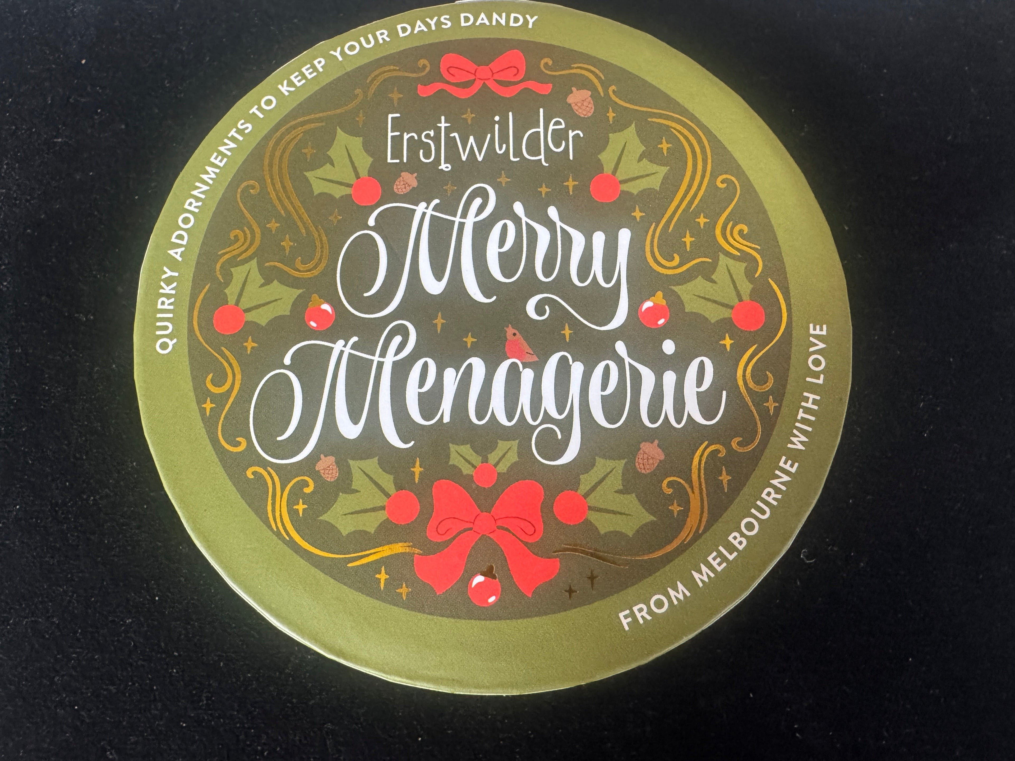 ERSTWILDER MERRY MENAGERIE -resin brooch - CHRISTMAS TREE CENTRE-PIECE