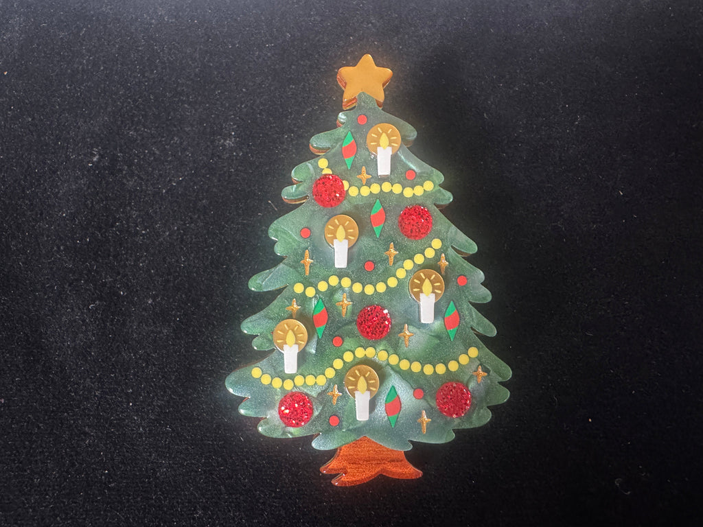 ERSTWILDER MERRY MENAGERIE -resin brooch - CHRISTMAS TREE CENTRE-PIECE