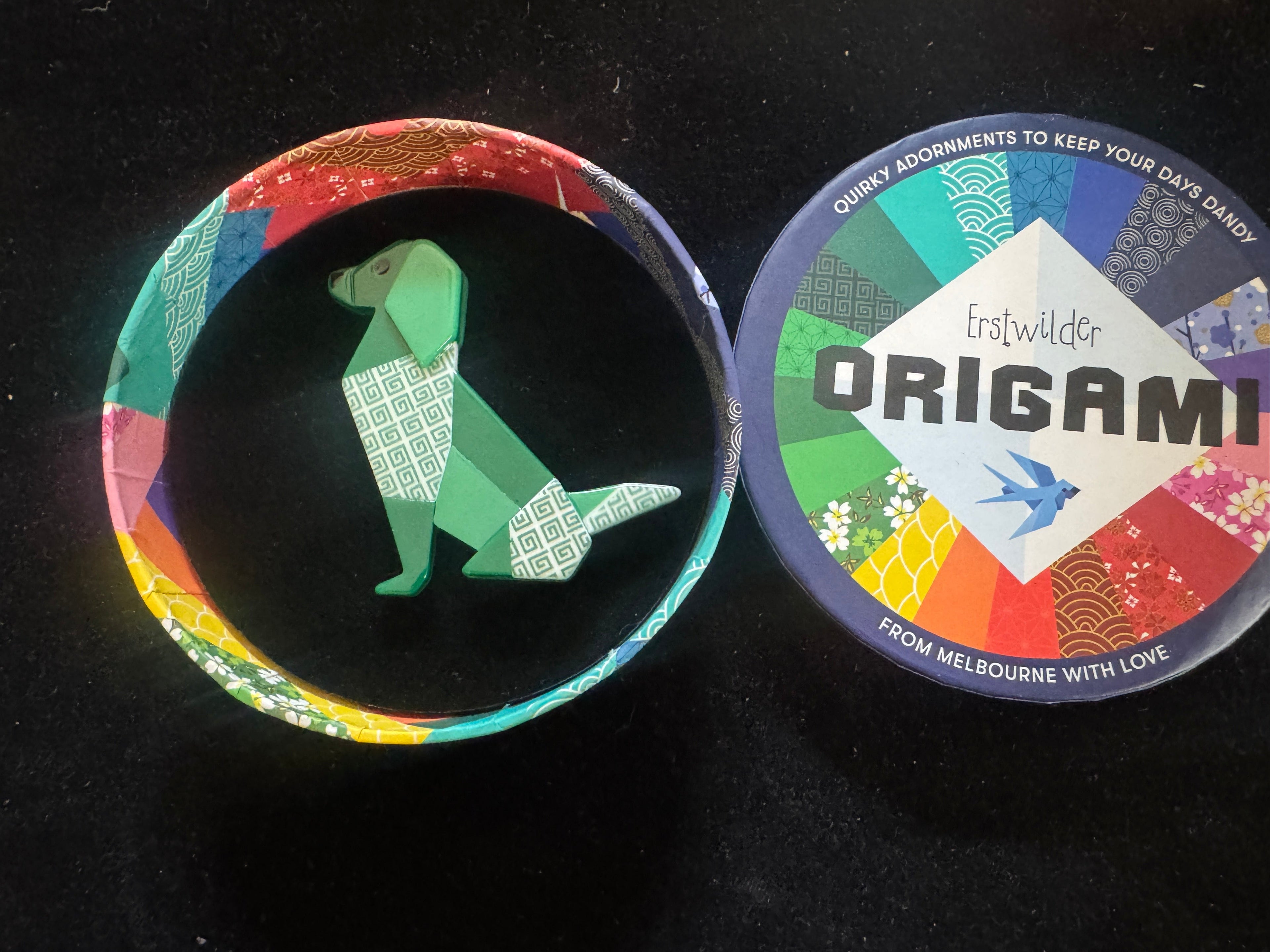 ERSTWILDER ORIGAMI - GIVE A DOG A BONE-  RESIN BROOCH RETIRED