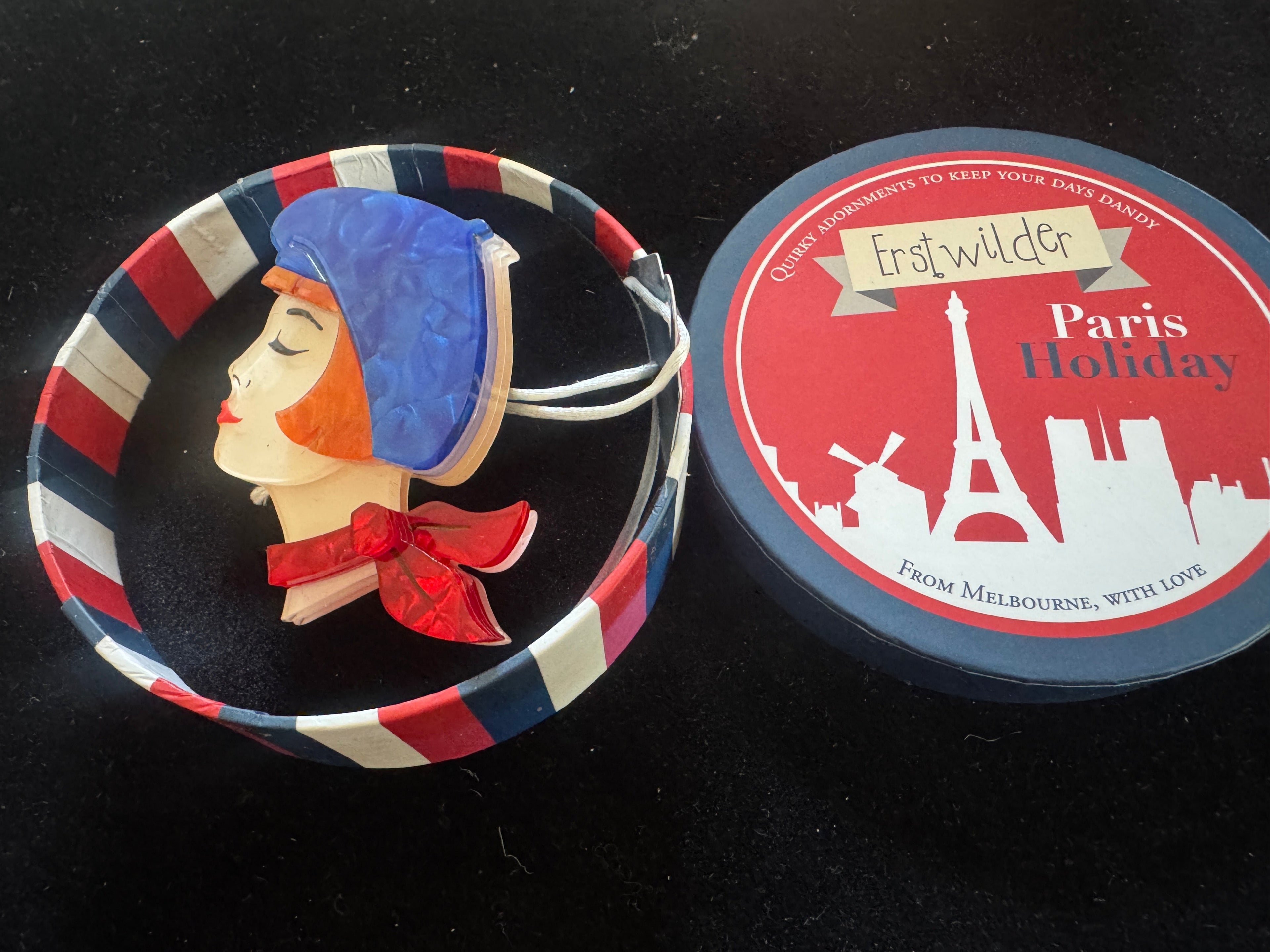 ERSTWILDER PARIS HOLIDAY- TRES CHIC- RESIN BROOCH