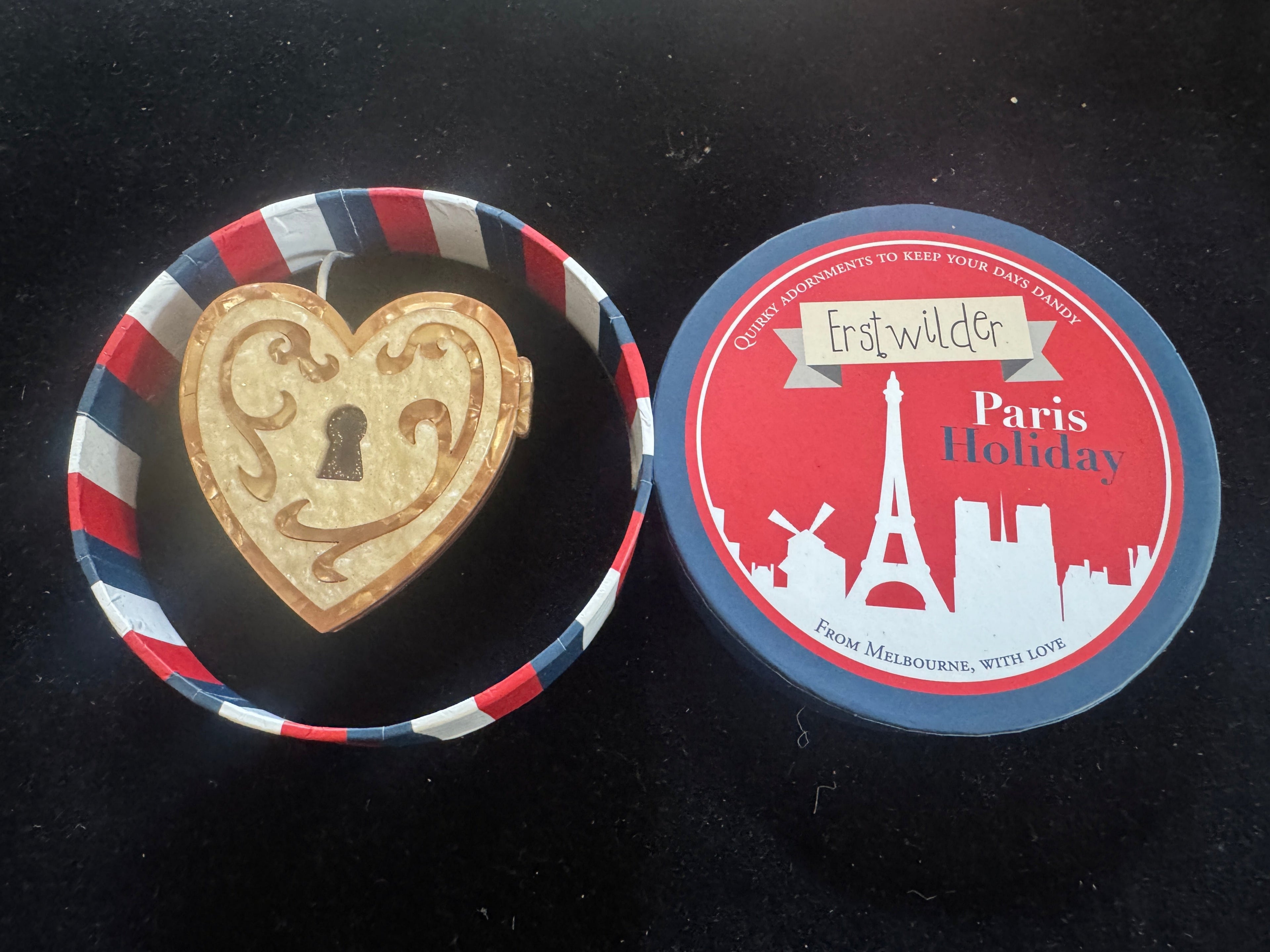 ERSTWILDER PARIS HOLIDAY- HEART OF CACHE- RESIN BROOCH