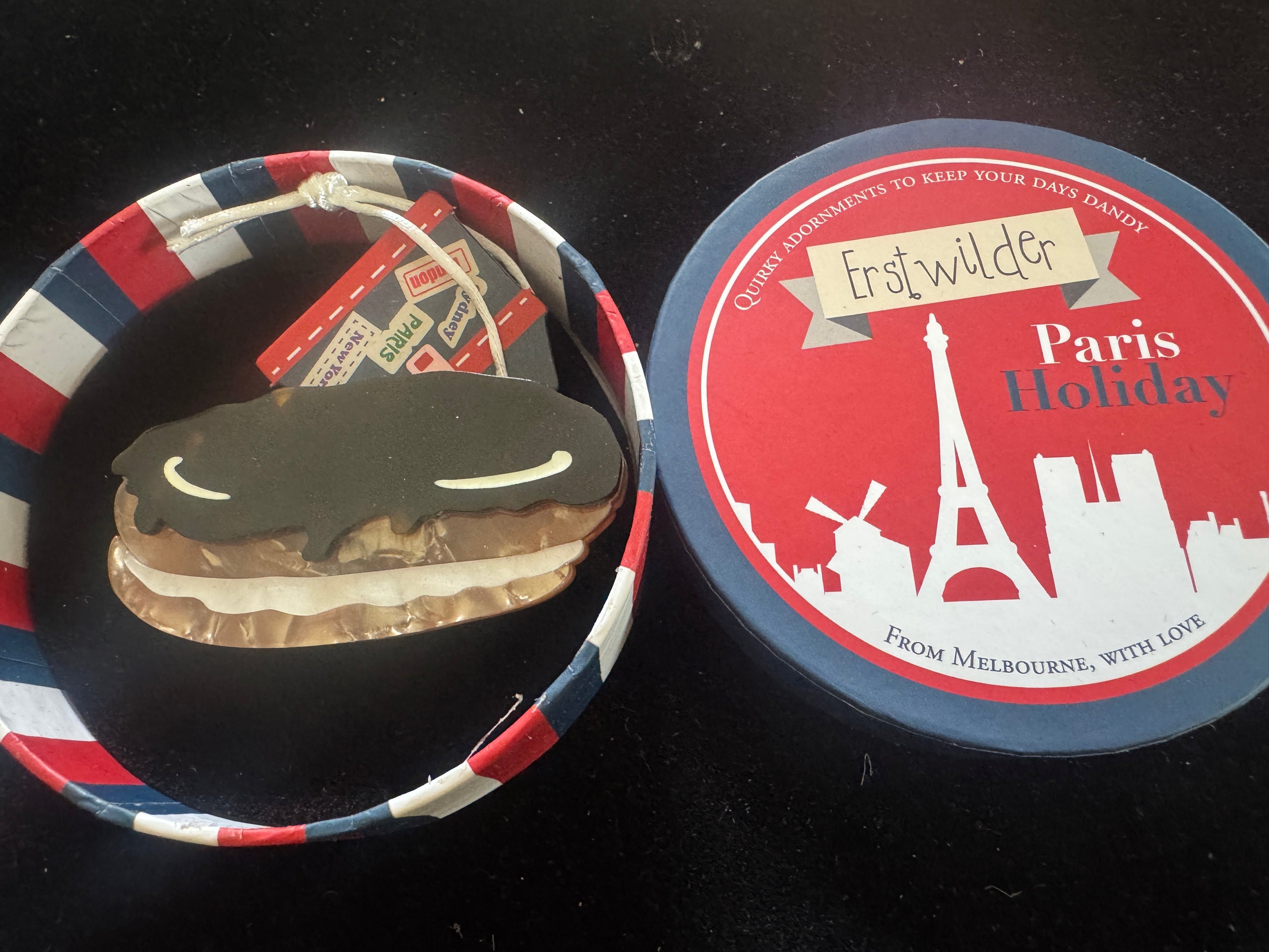 ERSTWILDER PARIS HOLIDAY- ECLAIR AU CHOCOLAT- RESIN BROOCH