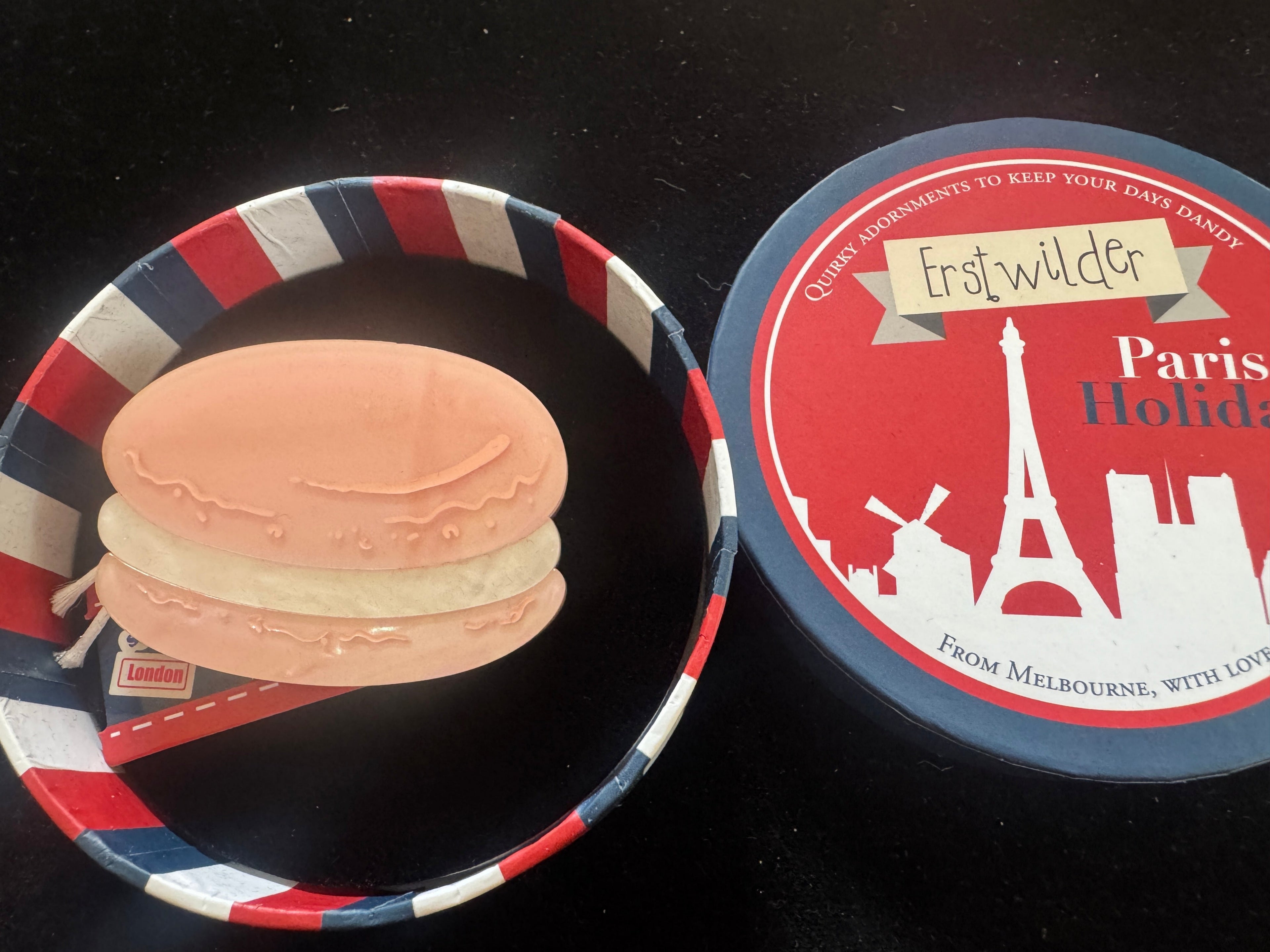 ERSTWILDER PARIS HOLIDAY- MAGNIFIQUE MACARON- RESIN BROOCH