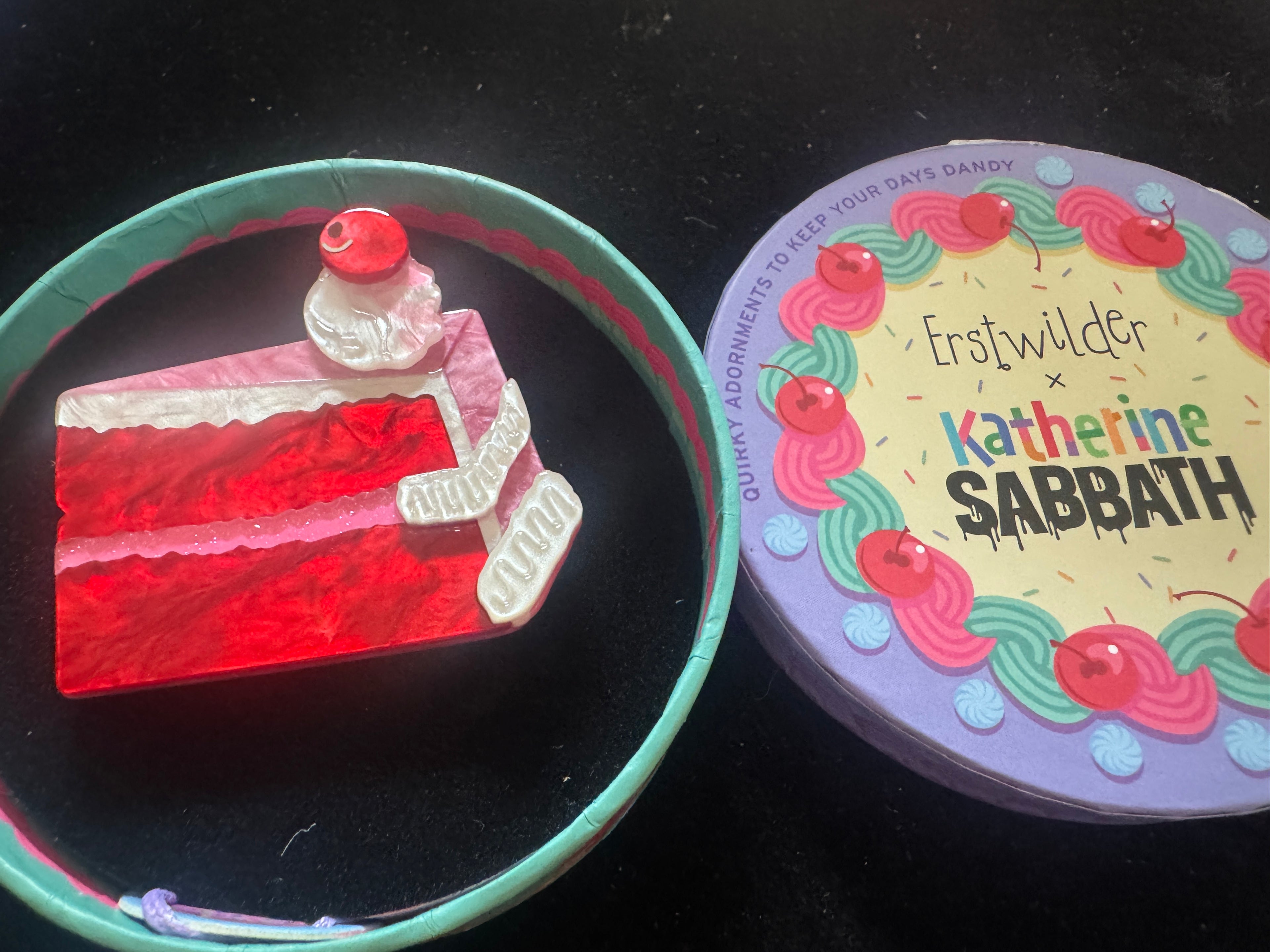 ERSTWILDER KATHERINE SABBATH- ROMANCE ISN'T DEAD CAKE- RESIN BROOCH