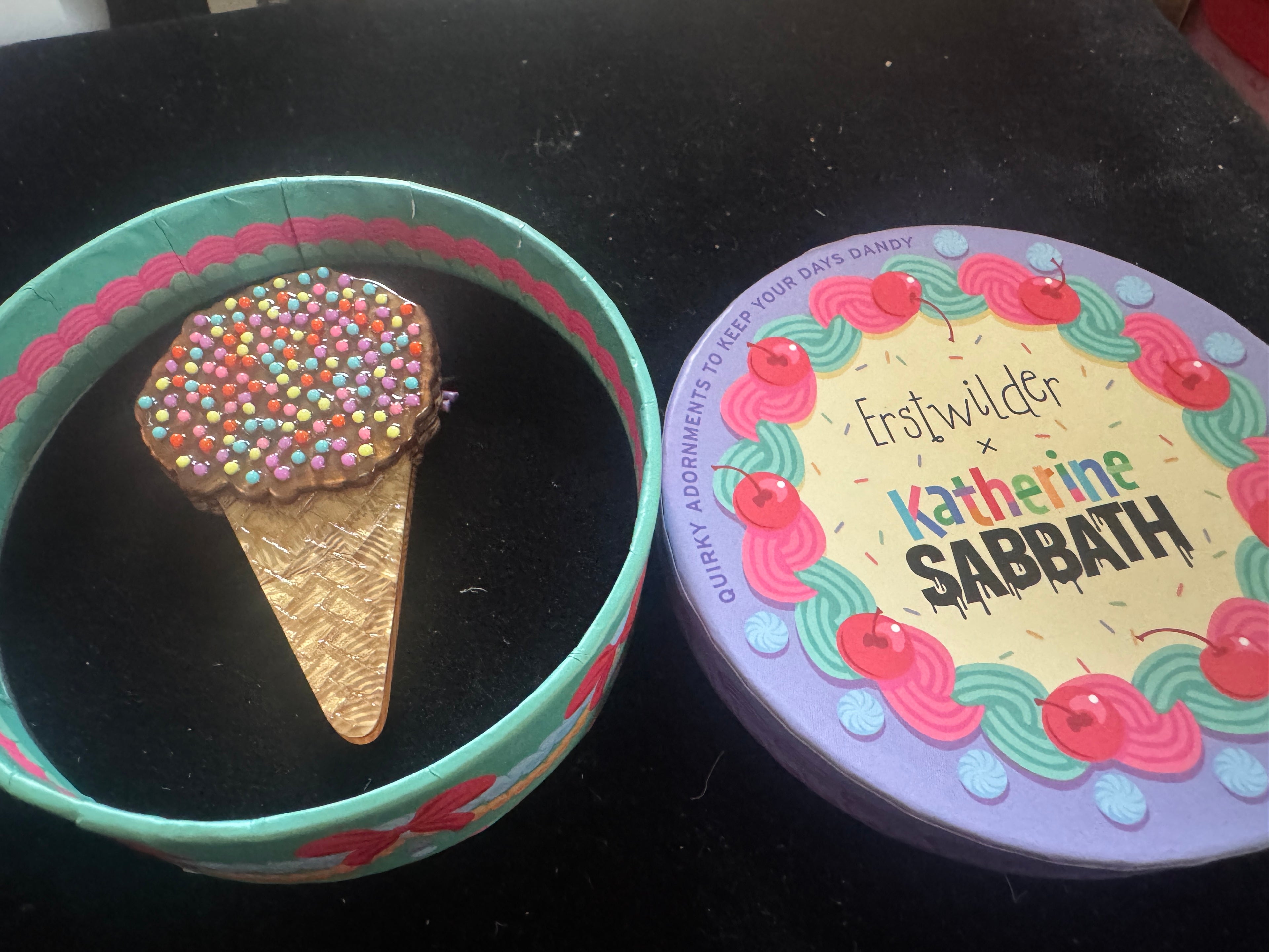 ERSTWILDER KATHERINE SABBATH - ICE CREAM CAKE CONE- RESIN BROOCH